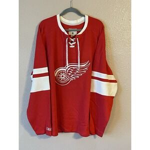 Men's 2XL NWOT Detroit Red Wings CCM Vintage Ribbed Pullover‎ Sweatshirt Red